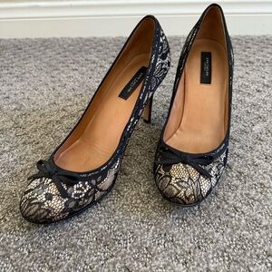 Ann Taylor Black and Cream Lace Heels